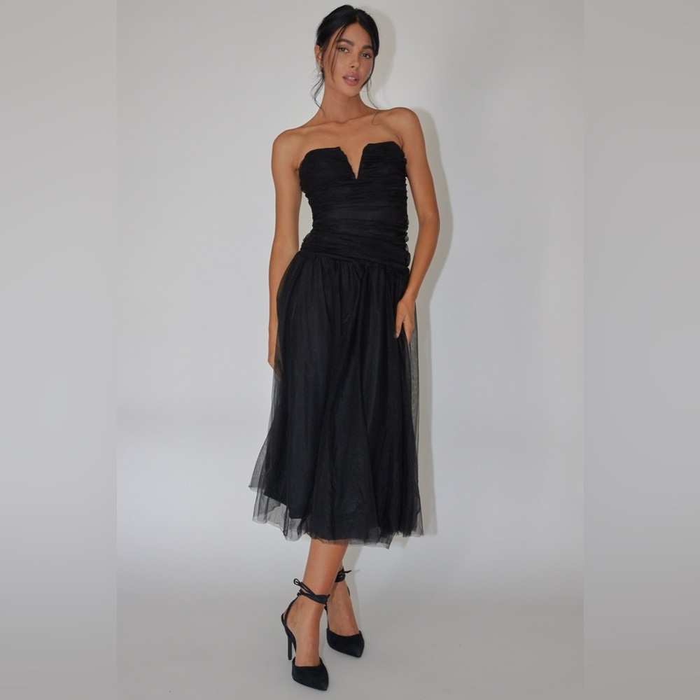SELFIE LESLIE NWT SAINTS SECRETS DAPHNIE DROP WAIST TULLE MIDI DRESS - Picture 4 of 7